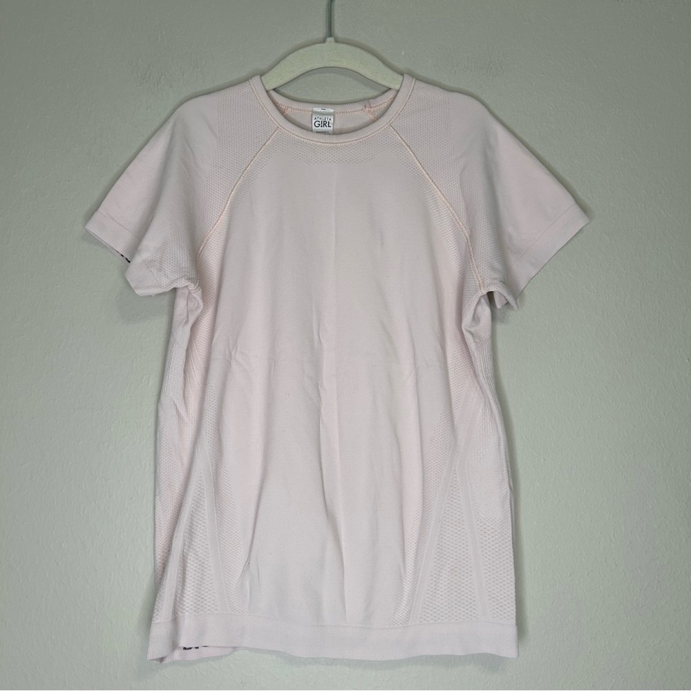 Athleta Girl Power Up Seamless‎ Regular Length Tee Baby Pink Size S/7